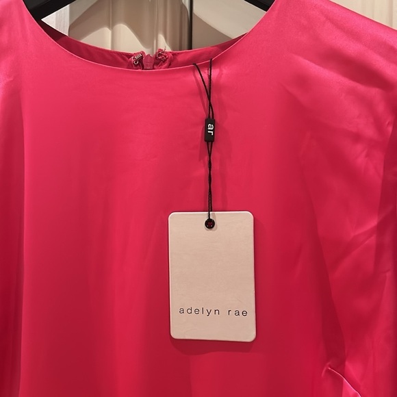 ๐ NWT ADELYN RAE Cher pleated cut out midi pink satin dress Lrg - Picture 5 of 8